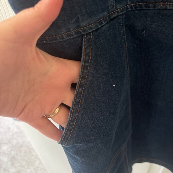 Tinseltown Denim Overall Jumper Women’s Large Dark Wash NWT Adjustable - Picture 6 of 7